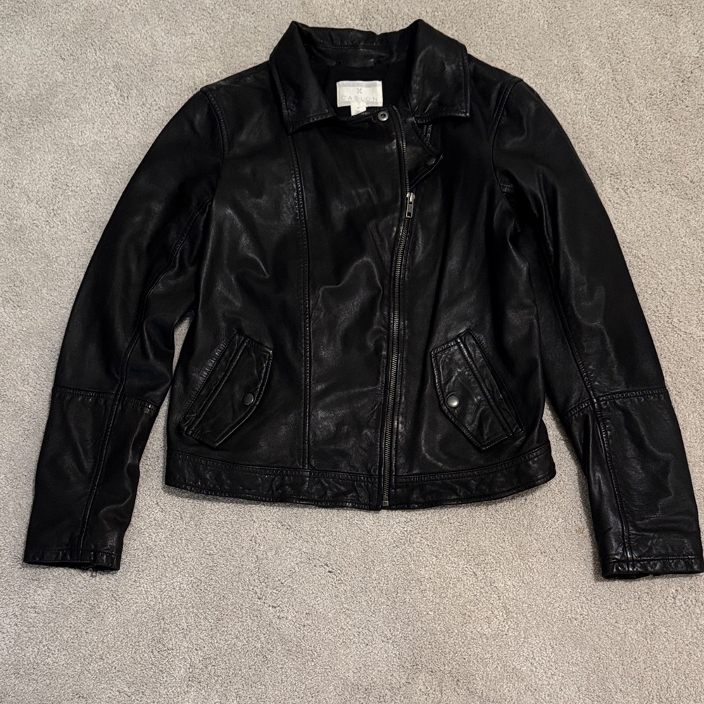 Caslon Black Leather Jacket for Women